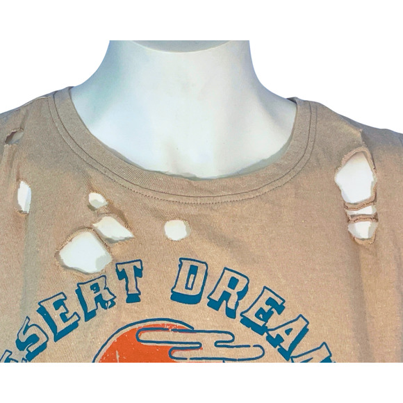 3/$20 Recycled Threads Junior's Sz L Distressed Cropped Tee Desert Dreams County - Picture 5 of 9